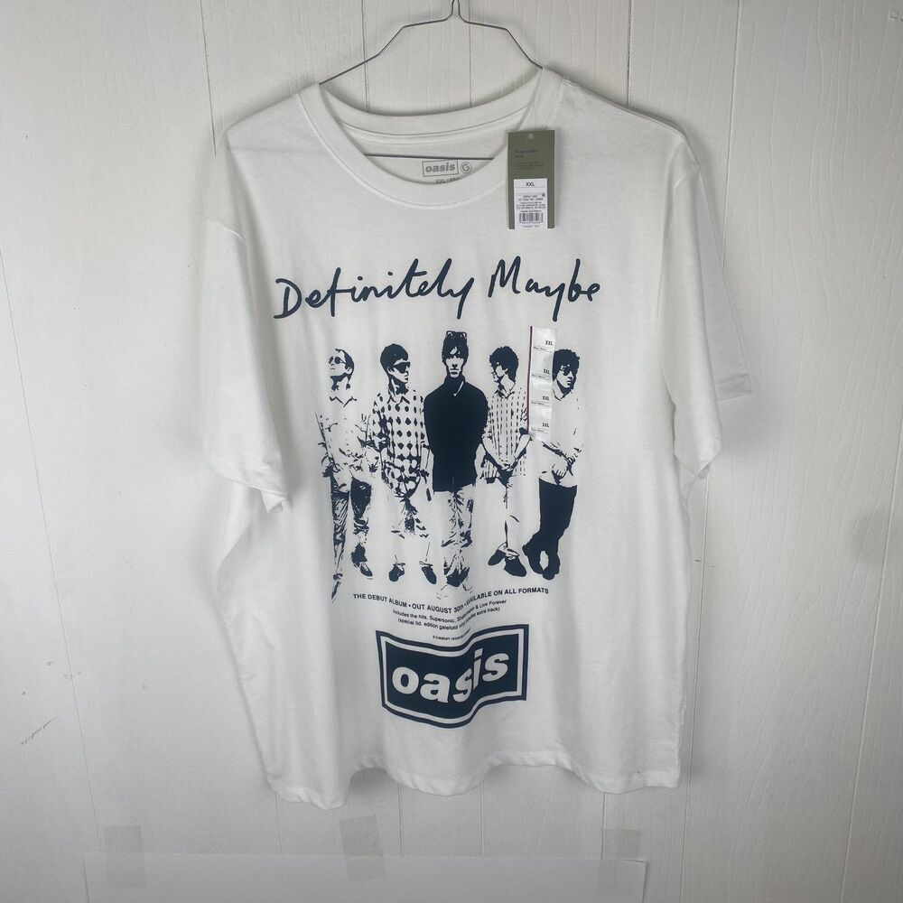 Oasis NWT Band Tee Definitely Maybe T-shirt in White Men's 2XL